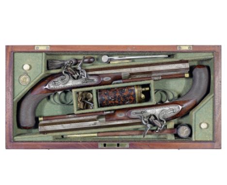 A Fine Cased Pair Of 48-Bore Flintlock Duelling PistolsBy John Manton &amp; Son, Dover Street, London, No. 6384 For 1815With 