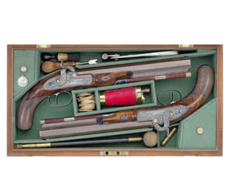 An Exceptional Cased Pair Of 32-Bore Percussion Duelling PistolsBy John Manton &amp; Son, Dover Street, London, No. 11176 for