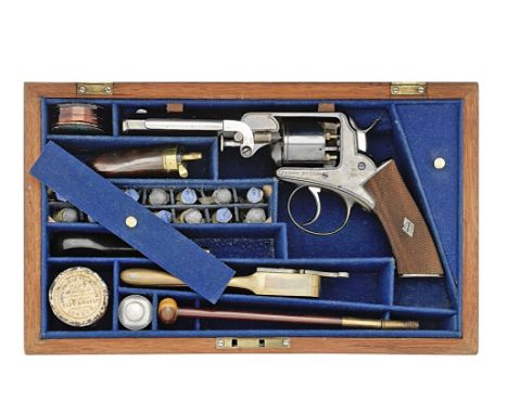 A Cased 90-Bore Percussion 'Solid Frame' Double-Action Five-Shot Revolver Of Webley Type No. 7580, Mid-19th CenturyEngraved w