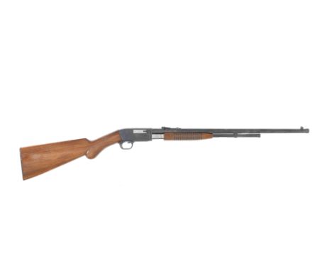 A .22 (L.R.) 'Trombone' pump-action take-down rifle by F.N., no. 1133849Push-button safety, the stock with pistolgrip and met