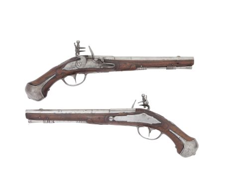 A Pair Of Saxon 20-Bore Flintlock Holster PistolsZella, Circa 1700With three-stage sighted barrels, octagonal breeches and fl