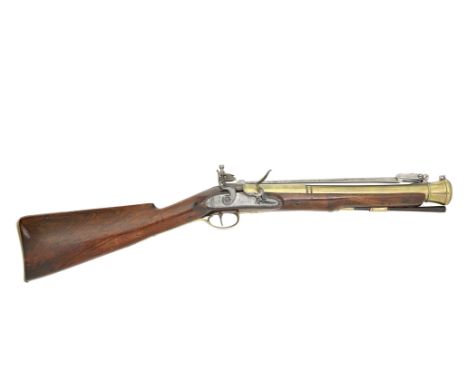 A Brass-Barrelled Flintlock Blunderbuss With Spring BayonetSigned Twigg, London, Circa 1815With two-stage barrel turned and b