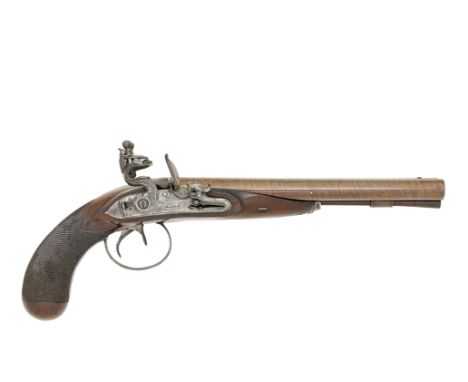 A 28-Bore Flintlock D.B. PistolBy Bass, London, Late 18th CenturyWith rebrowned twist sighted barrels signed along the rib, b