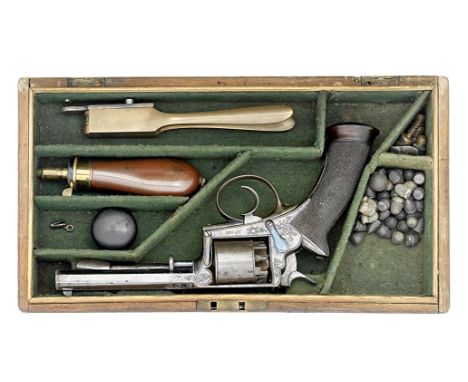 A Rare Cased Early 150-Bore Percussion Variant Adams Patent 1851 Model Double-Action Five-Shot Revolver With Brazier Patent R