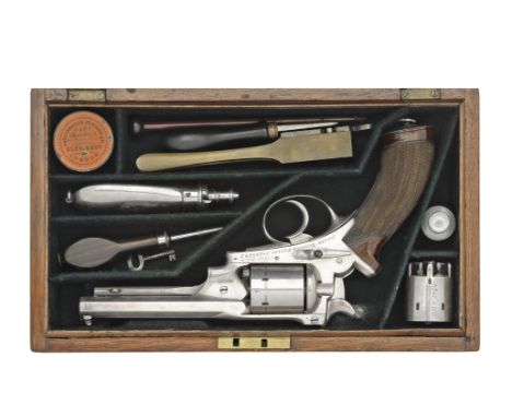 A Very Rare Cased .32 Percussion Deane-Harding Patent Double-Action Six-Shot Revolver With Interchangeable Rim-Fire CylinderB