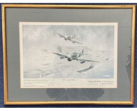 Flt Lt J Kyle DFM and Artist John Batchelor Signed Colour Print Titled 0640 6th June. 426 of 1000. Print Measures 16x12 appro