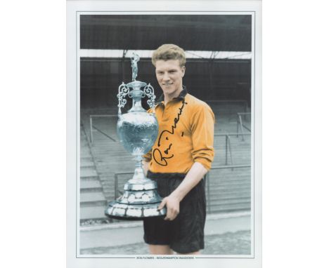 Football Ron Flowers signed 16x12 Wolverhampton Wanderers colourised print. All autographed items come with a Certificate of 