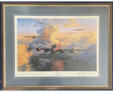 WW2 5 Signed Nicolas Trudgian Colour Print Titled Thundering Home 671 of 1000 Housed in a Presentation Frame. Signed by The A
