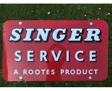 A Singer Service rectangular enamel sign with excellent gloss, 48 x 28". 