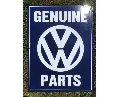 A Volkswagon Genuine Parts rectangular enamel sign, in excellent condition, of more recent manufacture, 22 3/4 x 30 1/2".