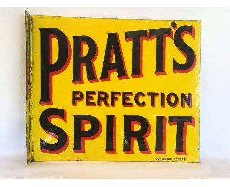 A Pratt's Perfection Spirit double sided enamel sign by Protector of Eccles, with professional gloss particularly to one side