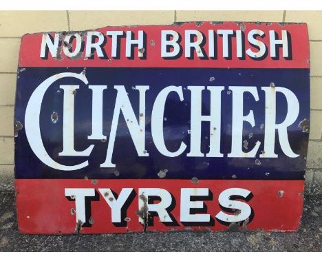 A North British Clincher Tyres enamel sign by Patent Company Limited, Birmingham, 48 x 26".