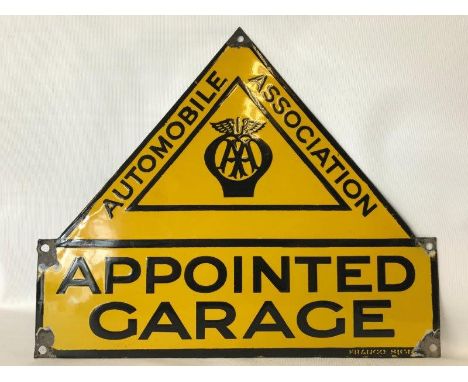 An AA Appointed Garage enamel sign by Franco, with excellent gloss, 13 x 11".