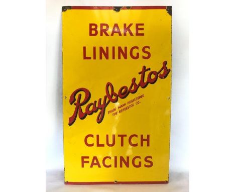 A Raybestos Brake Linings and Clutch Facings rectangular enamel sign, with good gloss, 80 x 30".