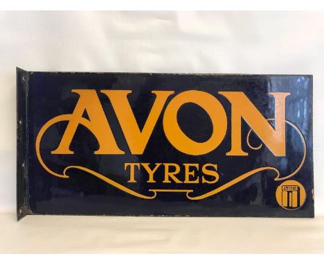 A rare and early Avon Tyres rectangular double sided enamel sign with hanging flange, by Imperial Enamel; one side with good 