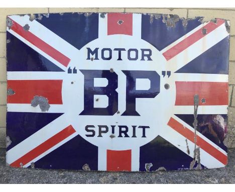 A BP Motor Spirit Union Jack enamel sign by Patent Enamel, 54 x 36".