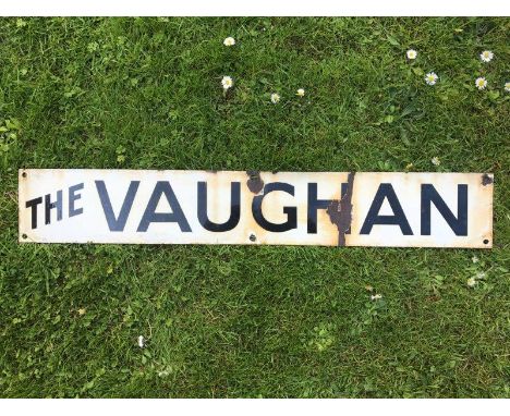 A rectangular enamel sign - The Vaughan, 35 x 5 1/2".