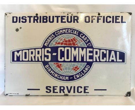 A Morris Commercial Service Belgian enamel sign with central Morris Commercial Cars Limited globe motif, 29 1/2 x 19 1/2".