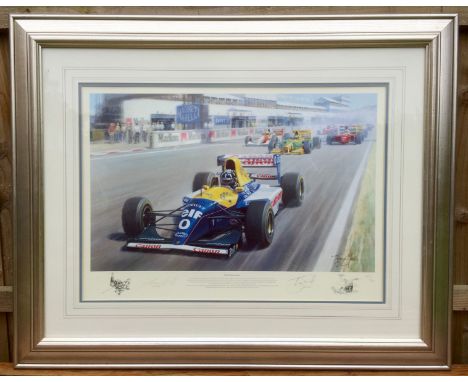 A framed and glazed Tony Smith 'The Perfect Start' limited edition Formula One lithograph print, no. 643/850, pencil signed b