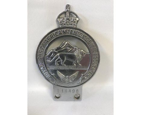 A Royal East African Automobile Association car badge no. L16898.