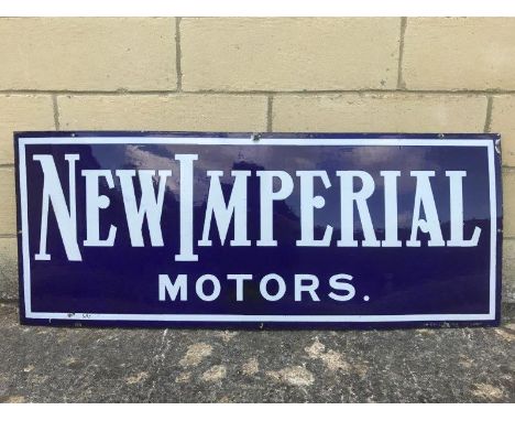 A rare New Imperial Motors rectangular enamel sign by Imperial Enamel Company, in excellent condition, 40 x 16".