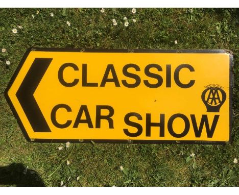 A decorative directional enamel sign - Classic Car Show, by BB Kent Limited, 36 x 15".