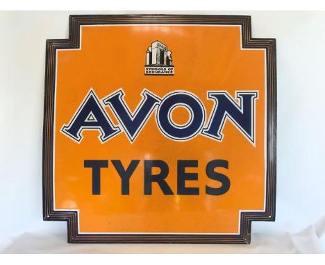 An Avon Tyres Art Deco style enamel sign, in good condition, 24 x 24".