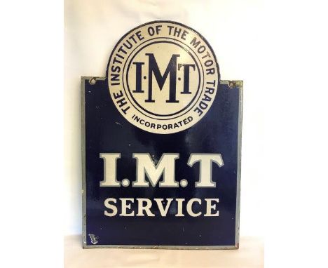 An Institute of The Motor Trade (IMT) Service double sided enamel sign, 20 x 28 3/4".