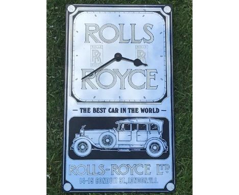 A Rolls-Royce mirrored rectangular showroom clock, 11 1/2 x 20".