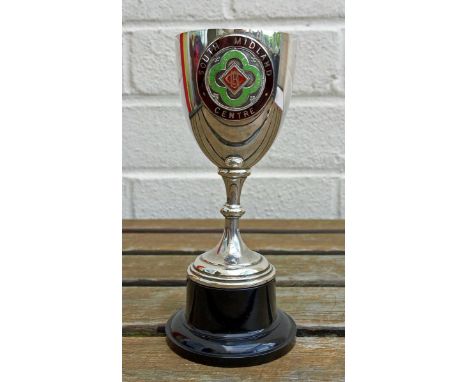 A solid sterling silver Championship Trial trophy awarded to E.T. Hopgood; 'South Midland Centre, Auto Cycle Union 1903' cres