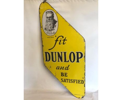 A rare and early Dunlop stairwell enamel sign featuring an image of J.B. Dunlop by Griffiths and Millington Limited, London, 