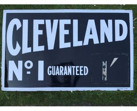 A Cleveland No.1 Guaranteed rectangular enamel sign by Patent Enamel, with rectangular price attachment, with good gloss, 48 