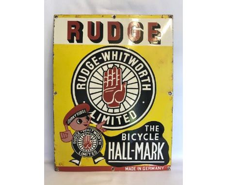 A Rudge-Whitworth Limited rectangular enamel sign marked 'Made in Germany', 18 x 24".