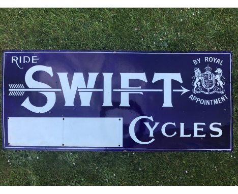 A 'Ride Swift Cycles' by Royal appointment rectangular enamel sign in near mint condition, by Imperial Enamel, 48 x 21".