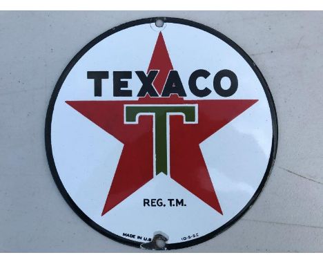 A small American Texaco enamel sign, 8" diameter.