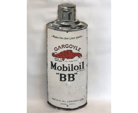 A rare Mobiloil 'BB' grade bottle shaped enamel sign, in good condition.