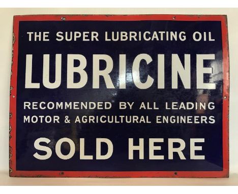 A Lubricine - The Super Lubricating Oil rectangular enamel sign, in good condition, 24 x 18". 