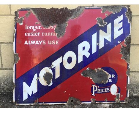 A Price's Motorine Motor Oils enamel sign, 25 x 21".