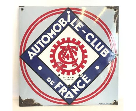 An Automobile Club of France enamel sign, 17 3/4 x 17 3/4".
