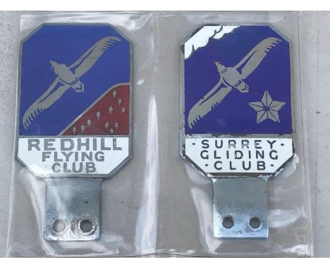 A Redhill Flying Club part enamel car badge and a Surrey Gliding Club part enamel car badge.