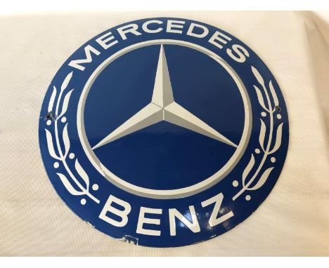 A Mercedes-Benz circular convex enamel sign, 15 3/4" diameter.