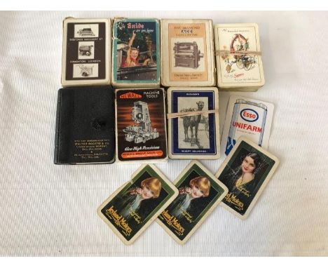 A collection of playing cards to include Duckhams, Exide, Ace, Simms etc. and some loose cards such as Esso and Leyland Motor