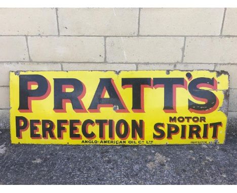 A Pratt's Perfection Motor Spirit rectangular enamel sign by Protector of Eccles, 52 x 18".