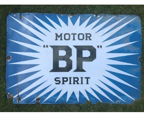 An Irish BP Motor Spirit rectangular enamel sign marked Vitrious, Acton, 54 x 36".