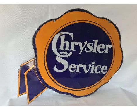 A good Chrysler Service rosette-shaped double sided enamel sign with good gloss, 25 x 21 1/2".