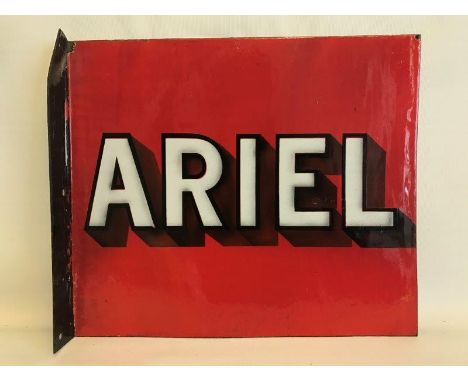 An Ariel double sided enamel sign with hanging flange, in near mint condition, a scarce small size, 14 x 12".