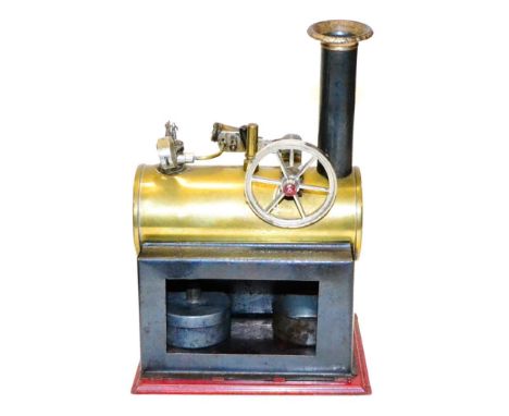 Weeden Live Steam Stationary Engine consisting of horizontal boiler  mounted on plain stand with (non-original) brick effect 