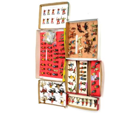 Various Manufacturers A Collection Of Wild West Figures including Harvey Red Indians; Britains Indians on Horseback, Cowboys 
