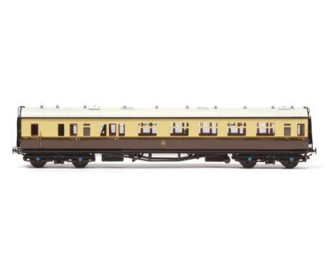 Lawrence Scale Models OO-Gauge GWR Brake/Composite Corridor Coach 7002 with makers plaque to base dated 12/6/89 and signed D 