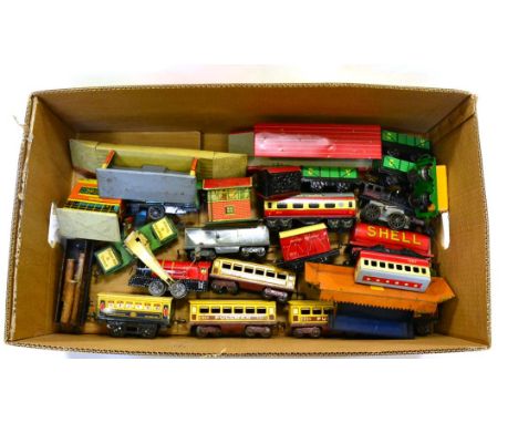 Chad Valley, Brimtoy And Other O-Gauge An Interesting Collection Of Clockwork Locomotives, Rolling Stock And Accessories incl